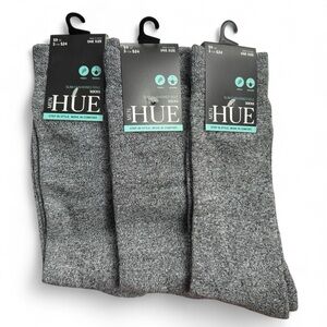 Hue Mens Slim Cushioned Marled Socks One Size Gray 3 Pairs